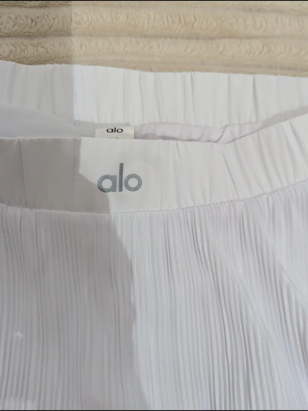 ALO Yoga White Pleated Skater Skirt